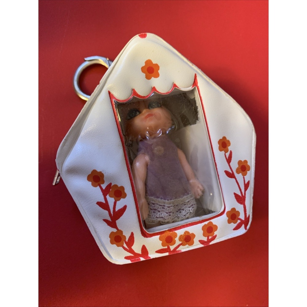 Vintage LIDDLE KIDDLES Clone Doll in Keyring Vinyl Carry Case Zipper Hong Kong